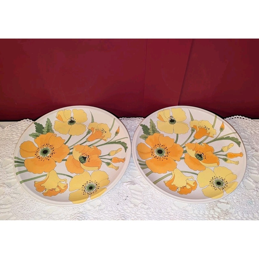 Wild poppy trail California Pottery 2 Dinner Plates set/ Lot 10.75" Metlox